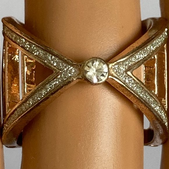 Rose Gold Cubic Zirconia Cocktail Ring Boho Art Deco Size 7 Plated Statement - Picture 3 of 11